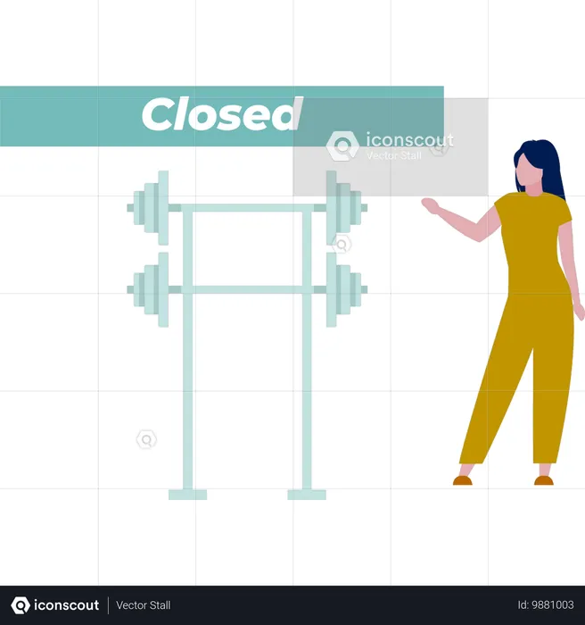 Girl closed gym  Illustration