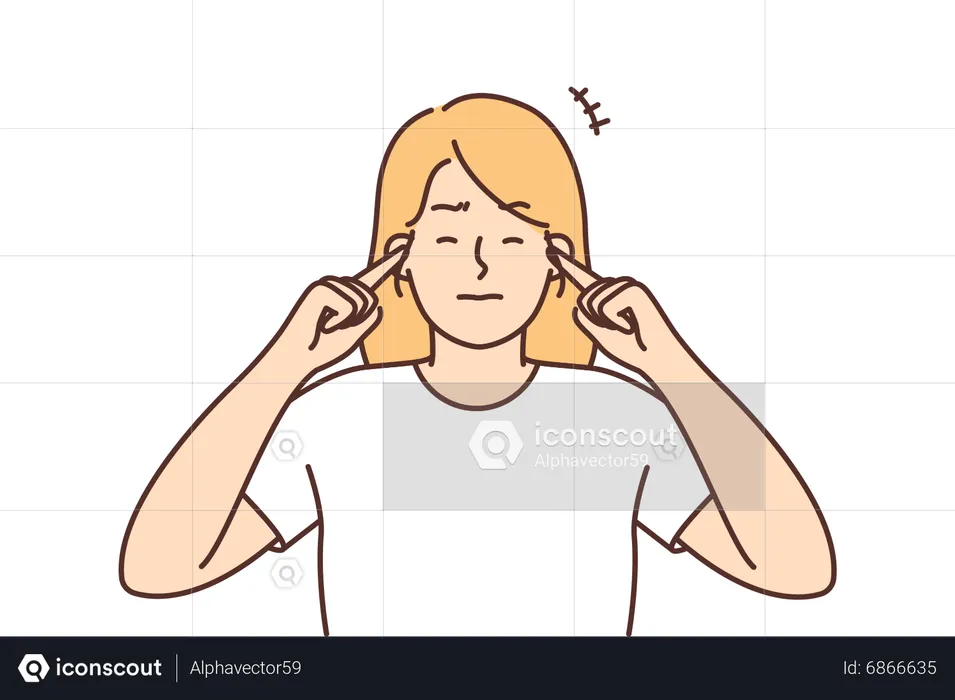 Girl closing ears using hands  Illustration