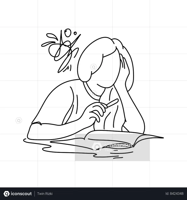 Girl clutching their head and wearing anxious grimace  Illustration