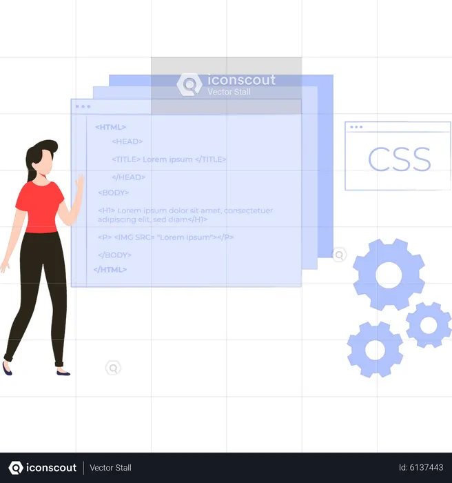 Girl coding CSS  Illustration