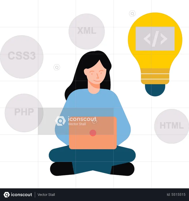 Girl coding website  Illustration