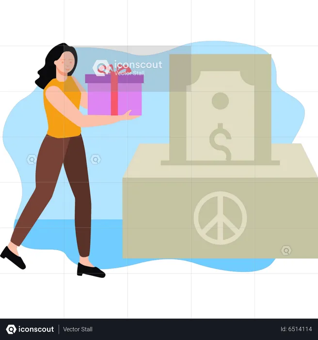 Girl collecting donations in box  Illustration