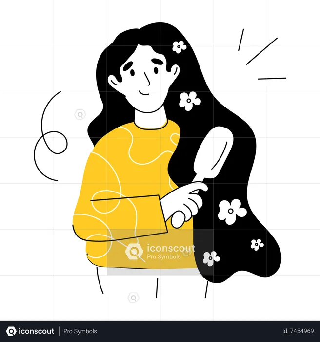 Girl Combing Hair  Illustration