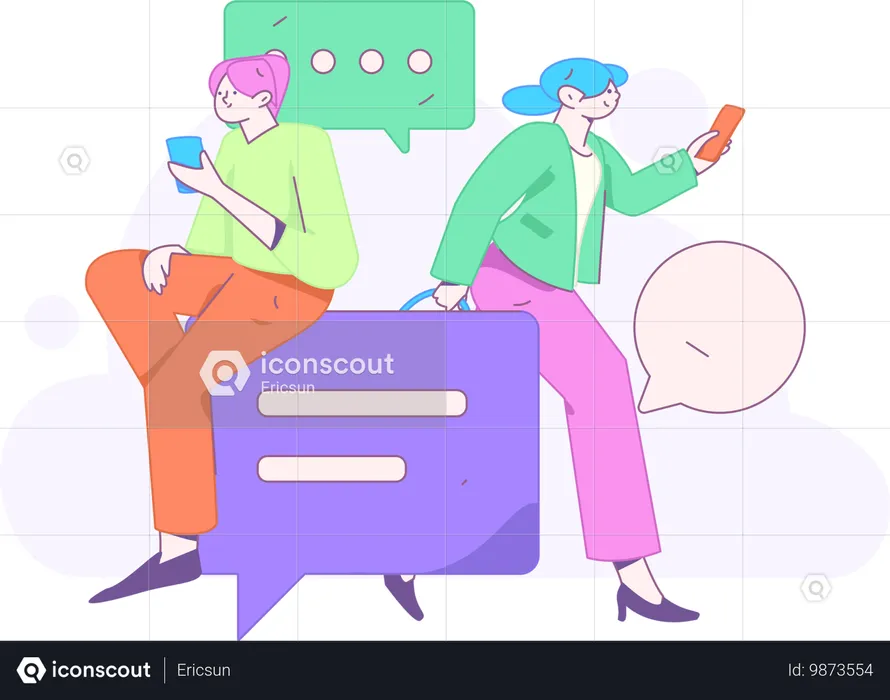 Girl communicate on social media  Illustration