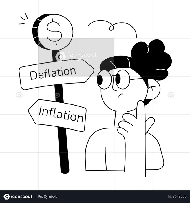 Girl confused between deflation and inflation  Illustration