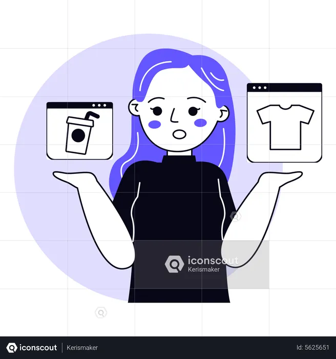 Girl confused what to buy  Illustration