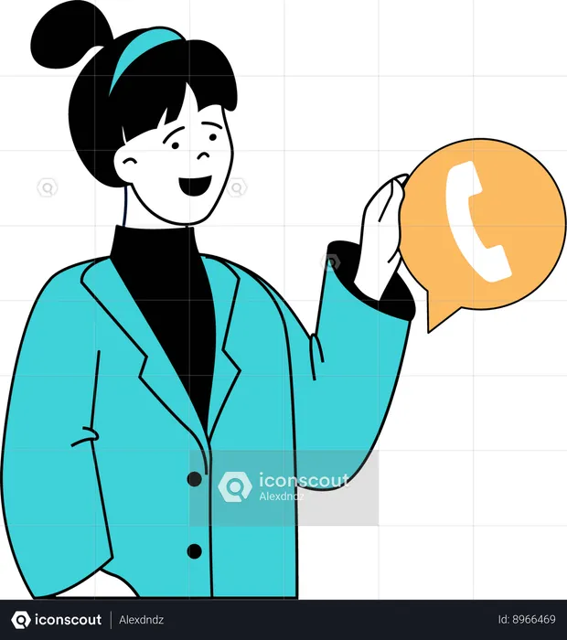 Girl contacts customer care support  Illustration