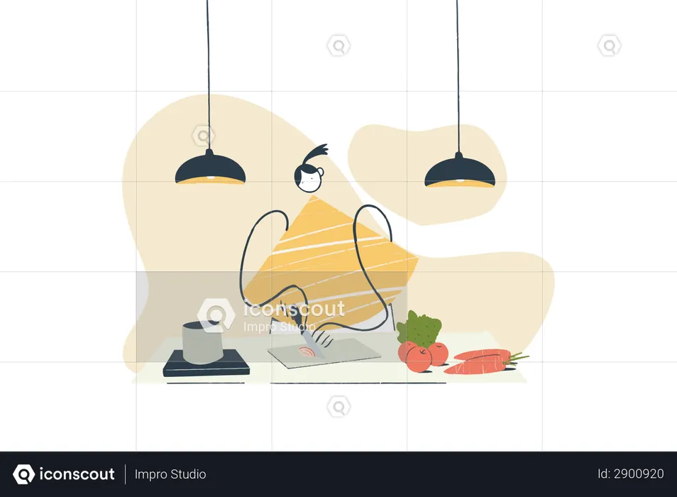 Girl Cooking Food  Illustration