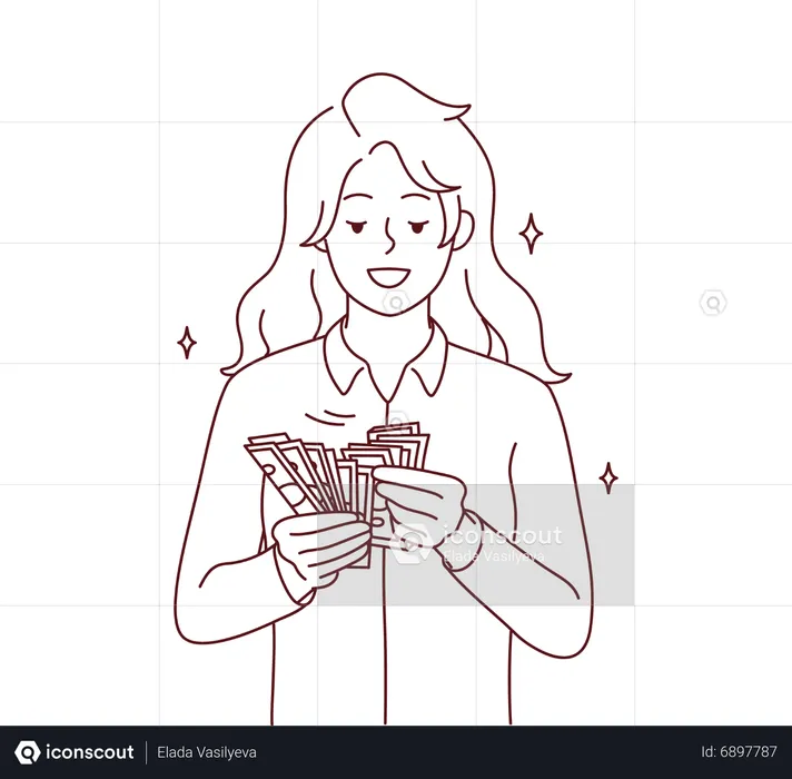 Girl counting money  Illustration