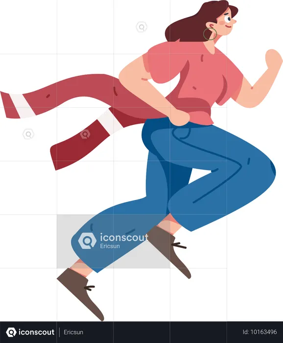 Girl crossing finish line  Illustration