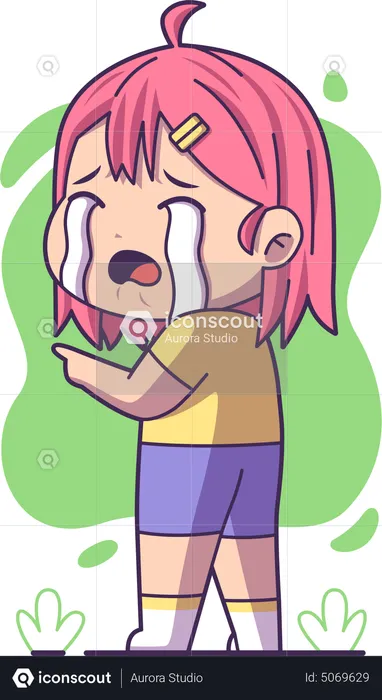 Girl crying due to sadness  Illustration