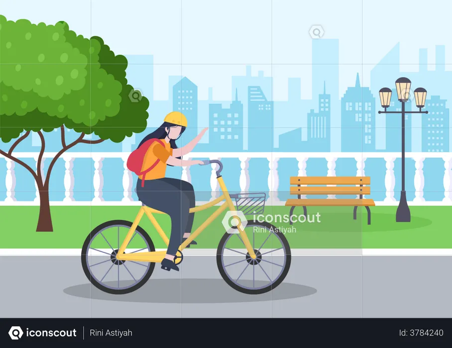 Girl cycling  Illustration
