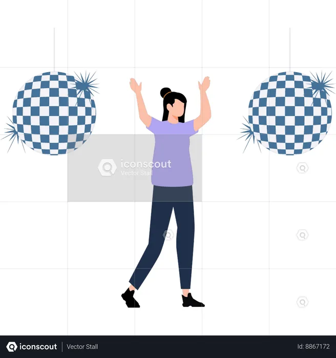 Girl dancing at disco  Illustration