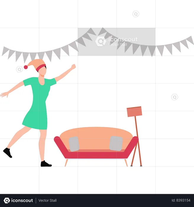 Girl dancing at home  Illustration