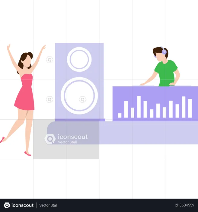 Girl dancing at party  Illustration