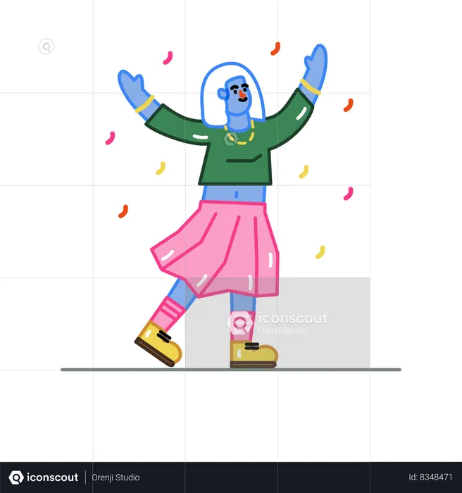 Girl dancing for Happy state  Illustration