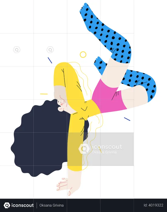 Girl dancing in happy mood  Illustration
