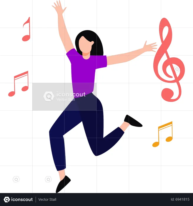 Girl dancing in music party  Illustration