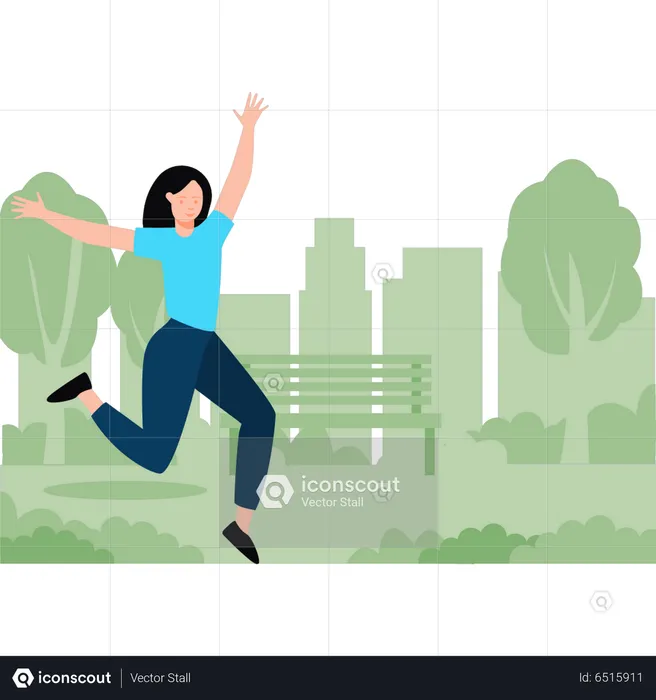 Girl dancing in park  Illustration