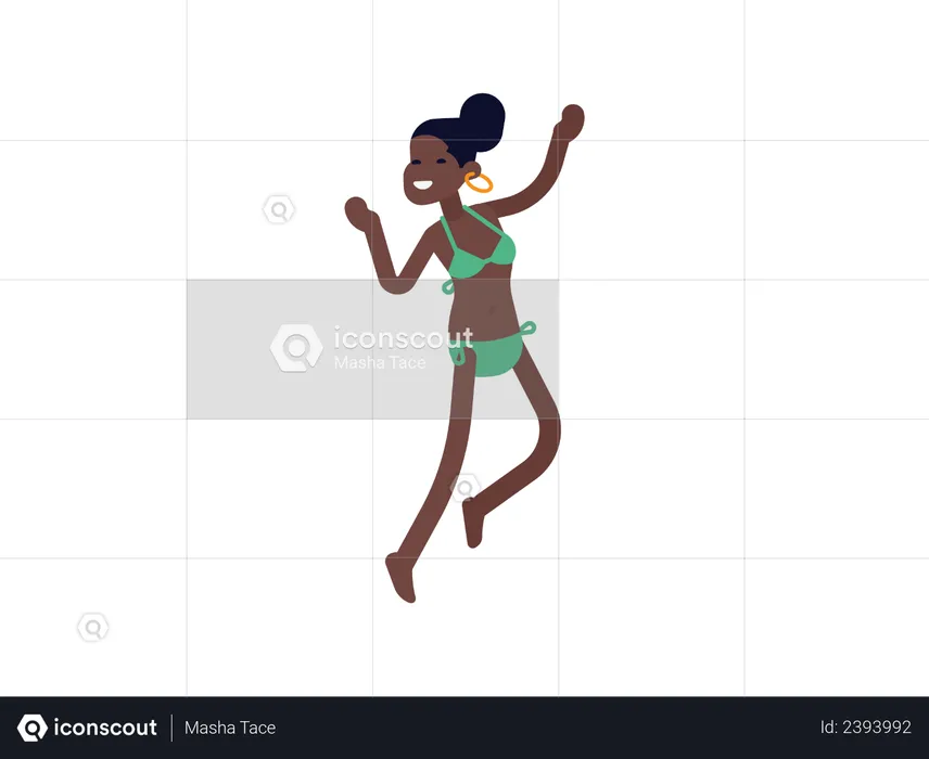 Girl dancing on the beach  Illustration
