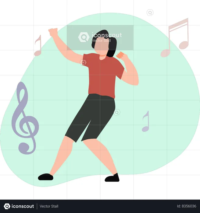 Girl dancing to music  Illustration