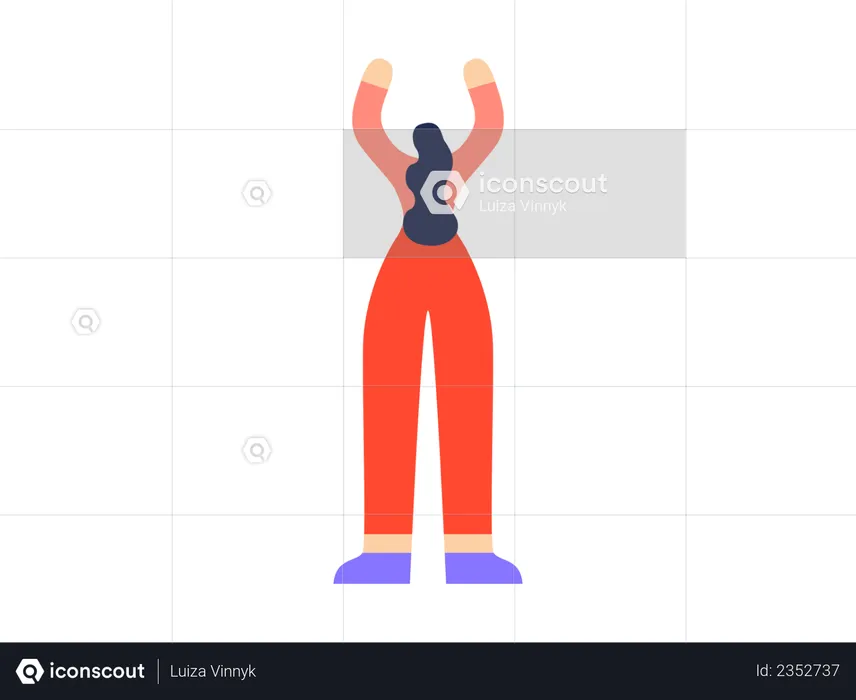 Girl dancing with both hands up  Illustration