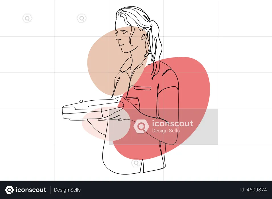 Girl Delivering Pizza  Illustration