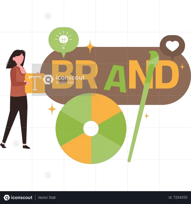 Girl designing logo for brand  Illustration