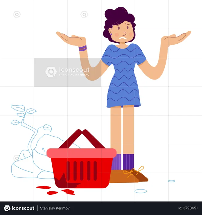 Girl didn't find what she was looking for shopping  Illustration