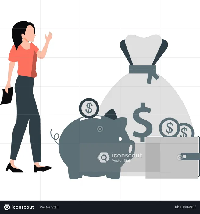 Girl discuss about saving money  Illustration