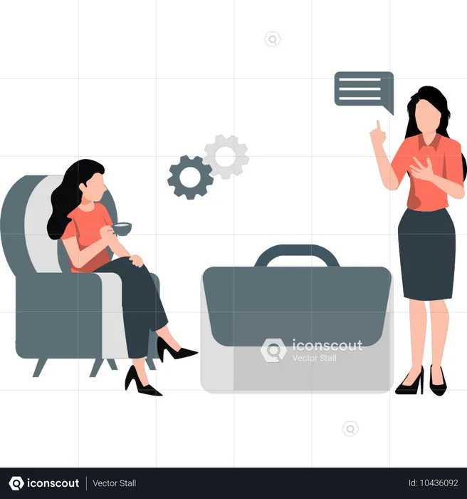 Girl discuss business strategies  Illustration