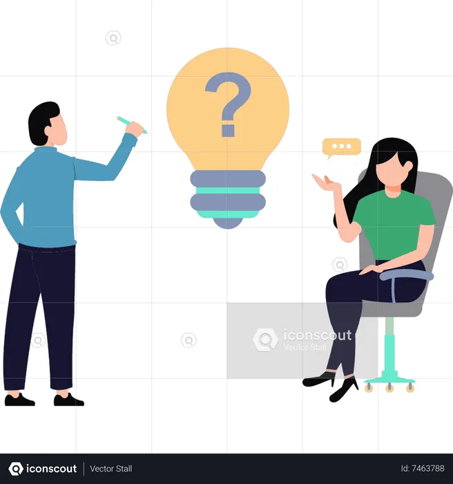 Girl discussing idea with boy  Illustration