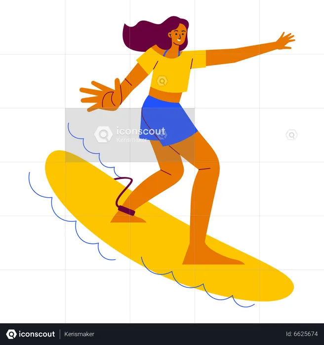 Girl Do Surfing  Illustration