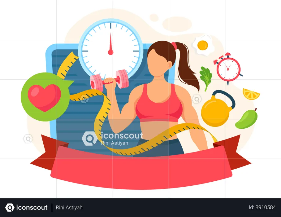 Girl does exercise to reduce her weight  Illustration