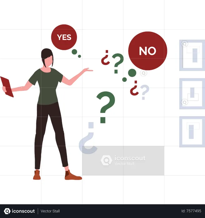 Girl does not know about yes or no  Illustration