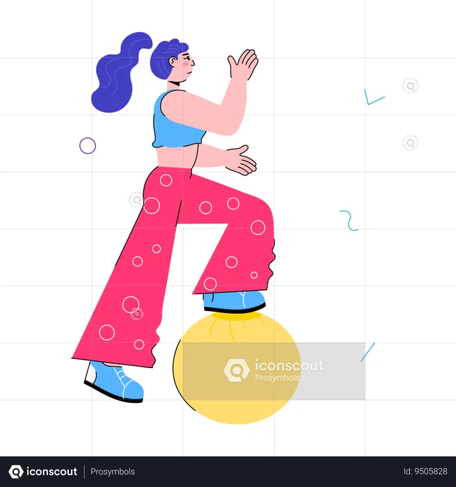 Girl doing Ball Exercise  Illustration