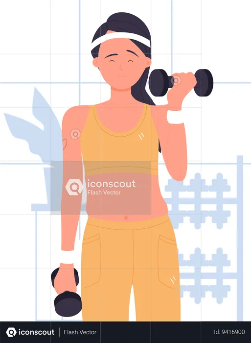 Girl doing bicep exercise  Illustration