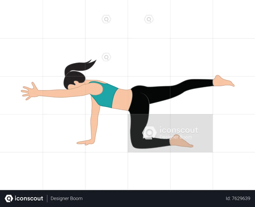 Best Girl doing bird dog pose Illustration download in PNG & Vector format