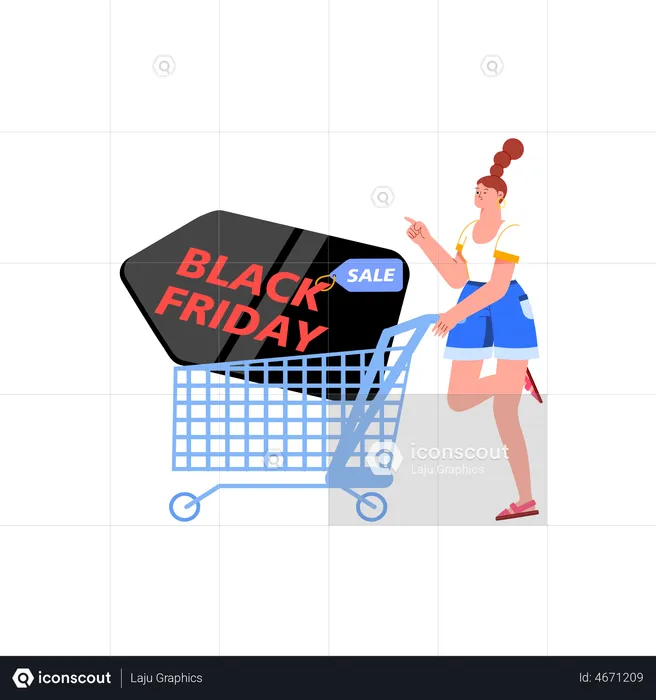 Girl doing black Friday shopping  Illustration