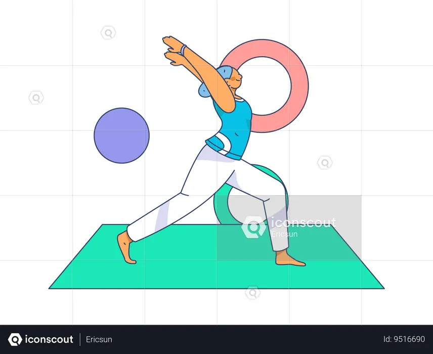 Girl doing body stretching exercise  Illustration