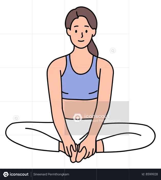 Girl doing Bound Angle Yoga Pose  Illustration