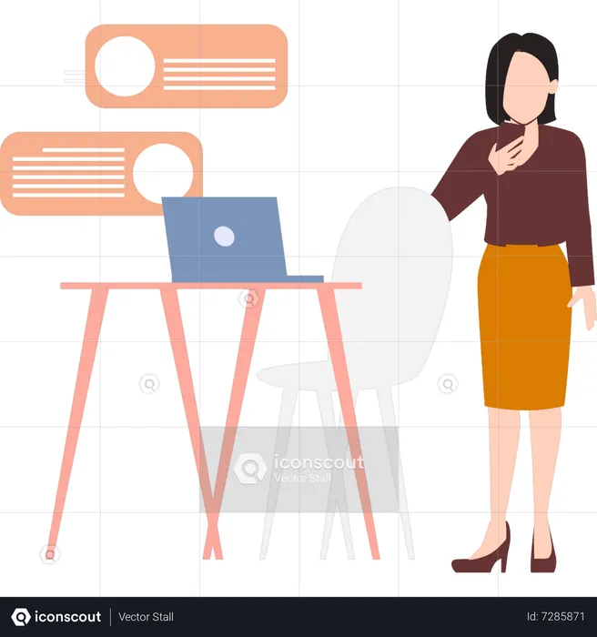 Girl doing business chat  Illustration