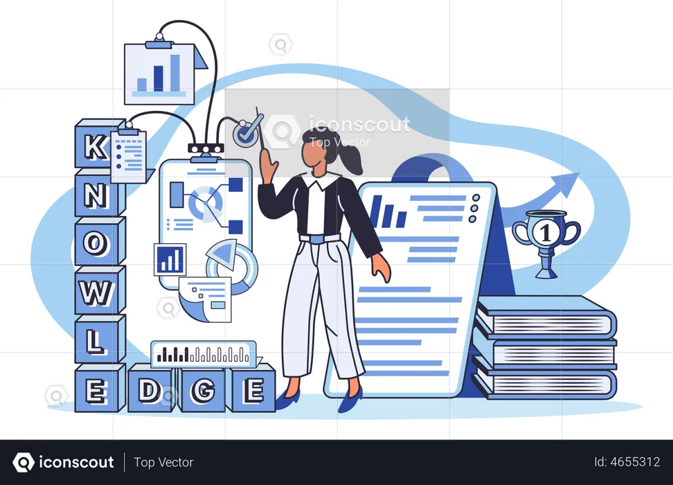 Girl doing business learning process  Illustration