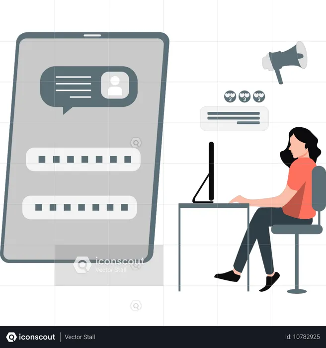 Girl doing business marketing  Illustration