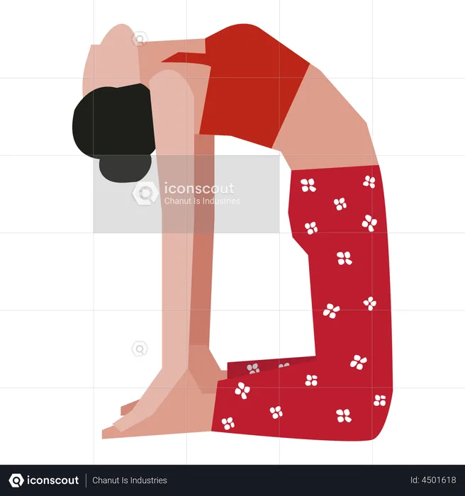 Girl doing camel yoga pose  Illustration