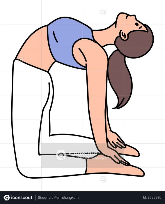 Girl doing Camel Yoga Pose  Illustration