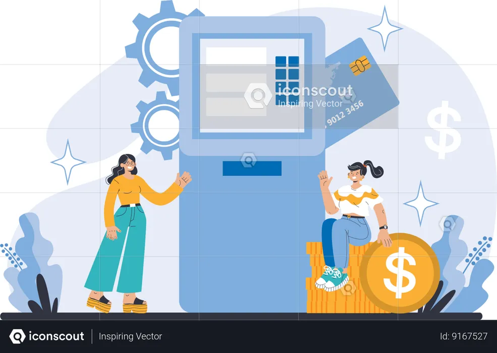 Girl doing card payment  Illustration