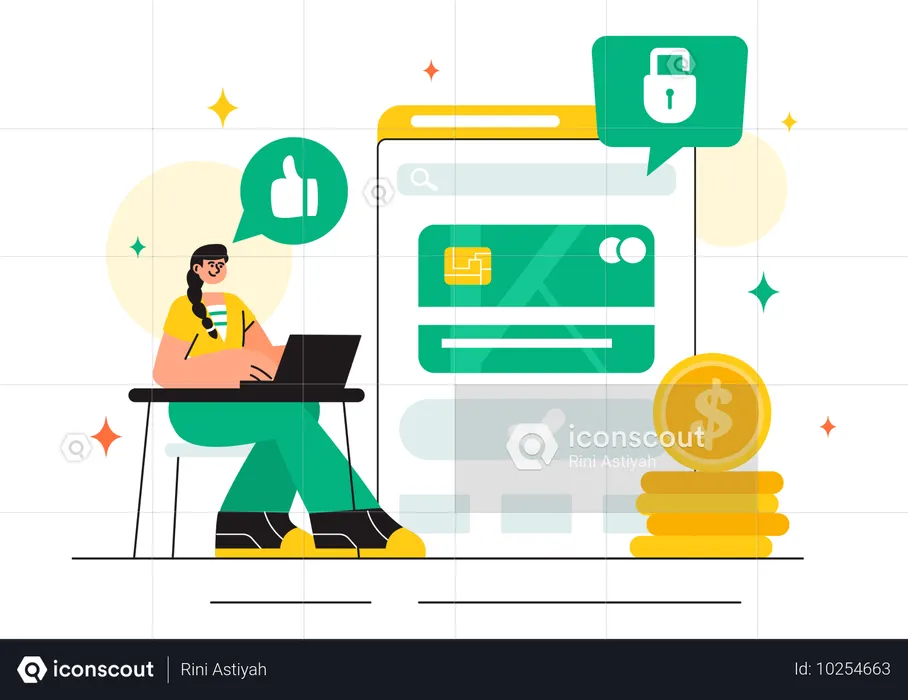 Girl Doing card payment  Illustration