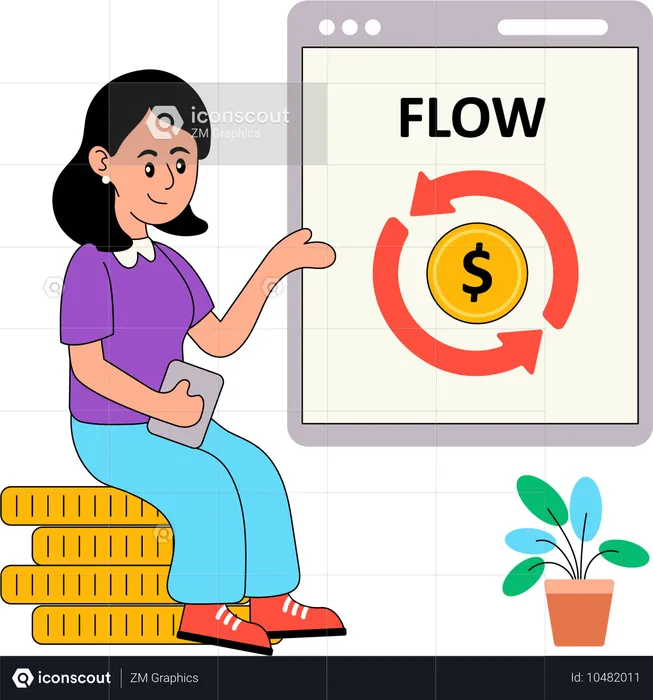 Girl doing Cash Flow management  Illustration