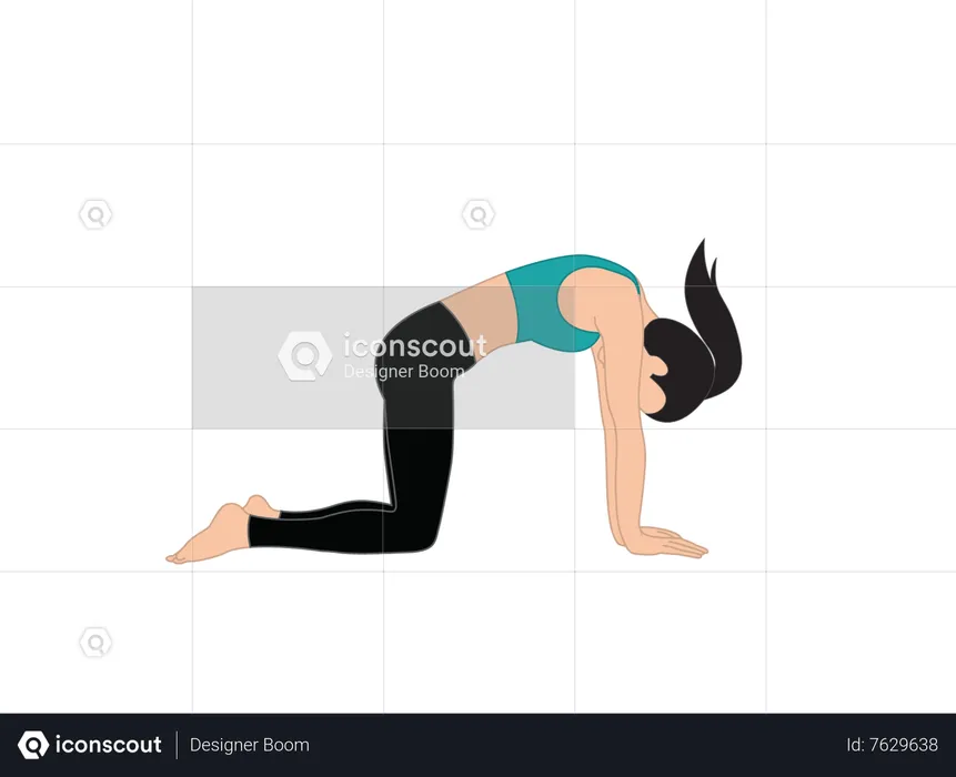 Best Girl doing cat pose yoga Illustration download in PNG & Vector format